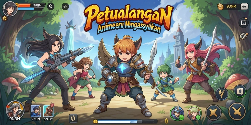 Tampilan gameplay seru di 9N9N dengan karakter Anime yang menawan.