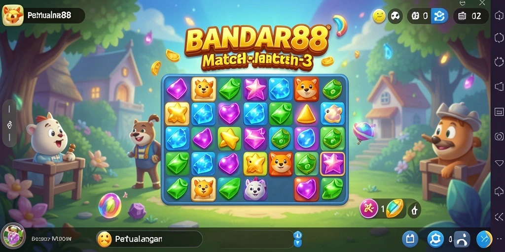 Tampilan screenshot dari gameplay BANDAR88 yang ceria dan penuh warna.