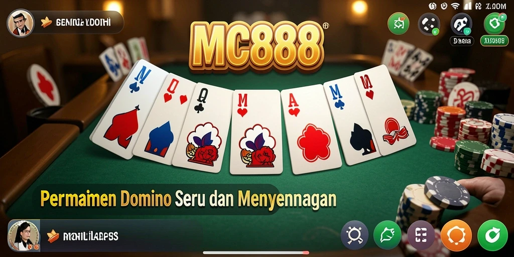 Screenshot gameplay MC888 menampilkan momen seru bermain domino.