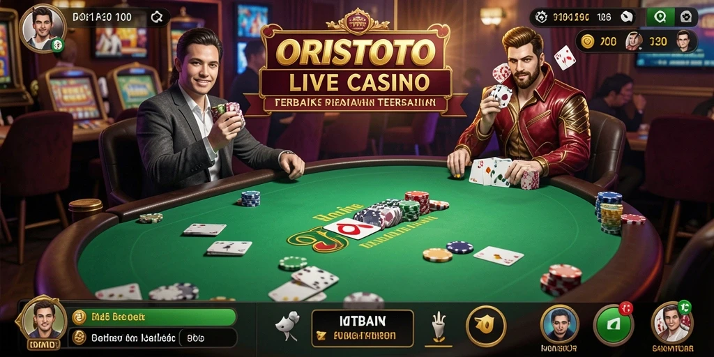 Tampilan utama gameplay ORISTOTO yang mendebarkan dengan dealer live.
