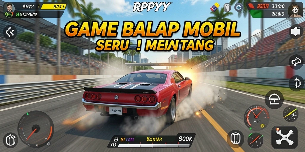 Tampilan menarik gameplay balap mobil yang penuh aksi.