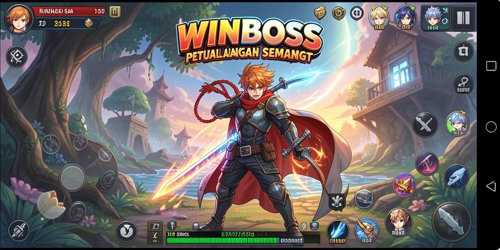 Screenshot WINBOSS menampilkan aksi seru dalam dunia Anime.